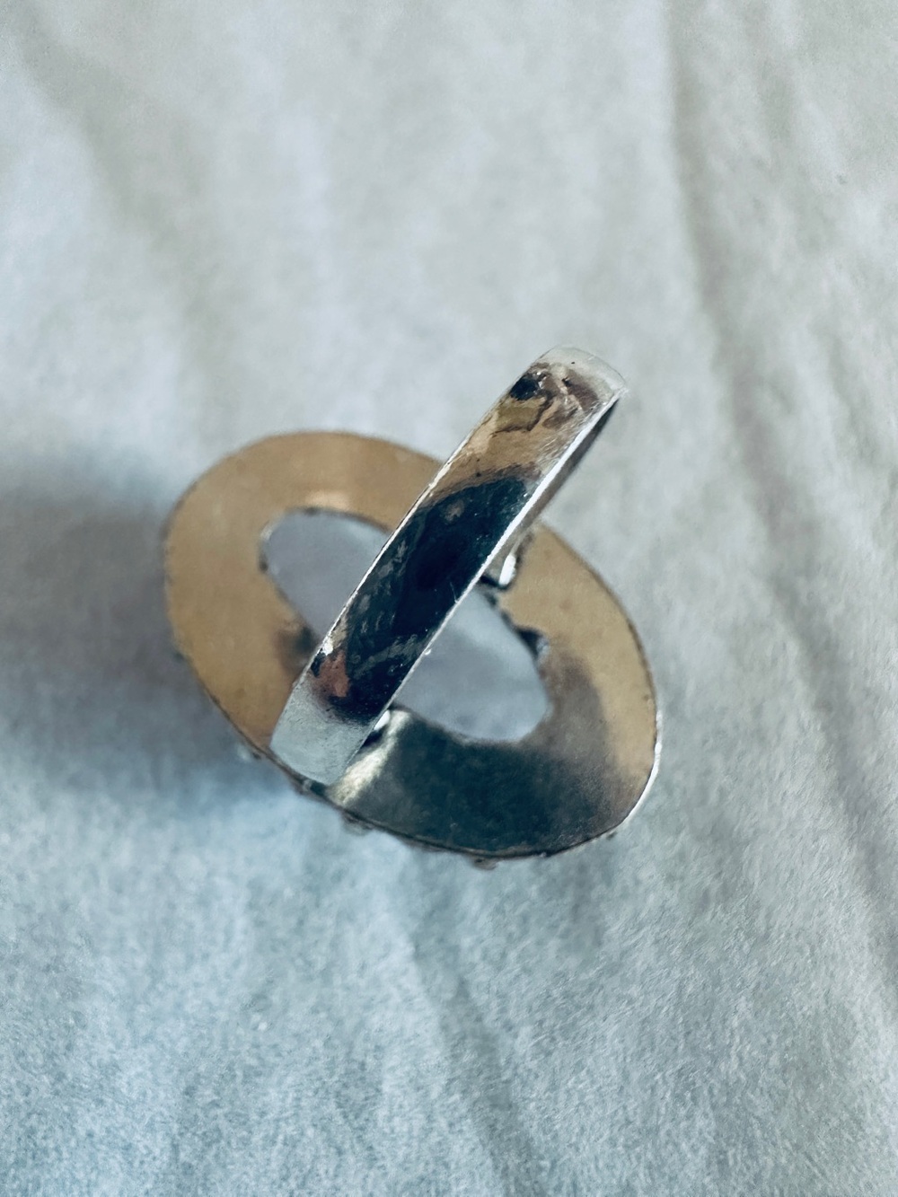 Oval Moonstone Statement Ring Size 8 White & Silver - Picture 10 of 12